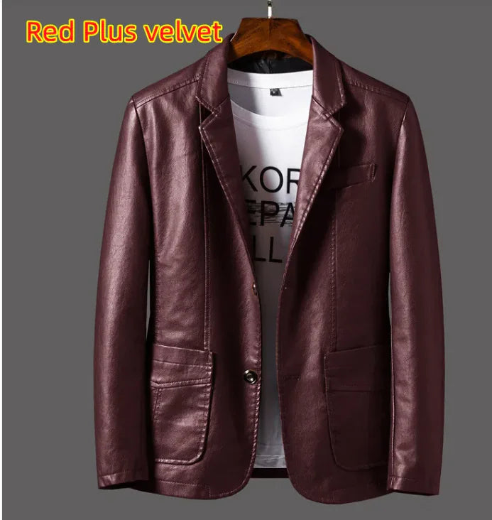 Leather Men's Autumn And Winter Jacket Thin Lapel